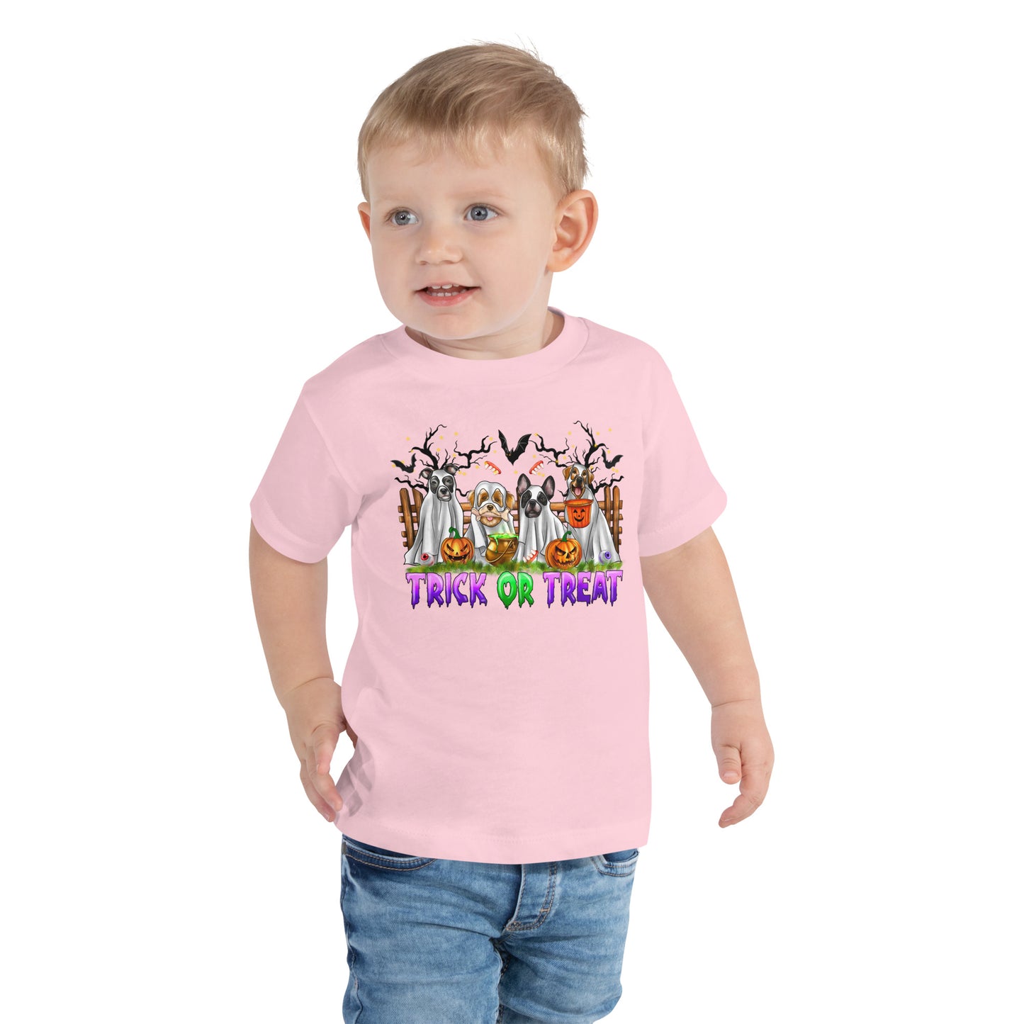 dog trick or treat Toddler Short Sleeve Tee