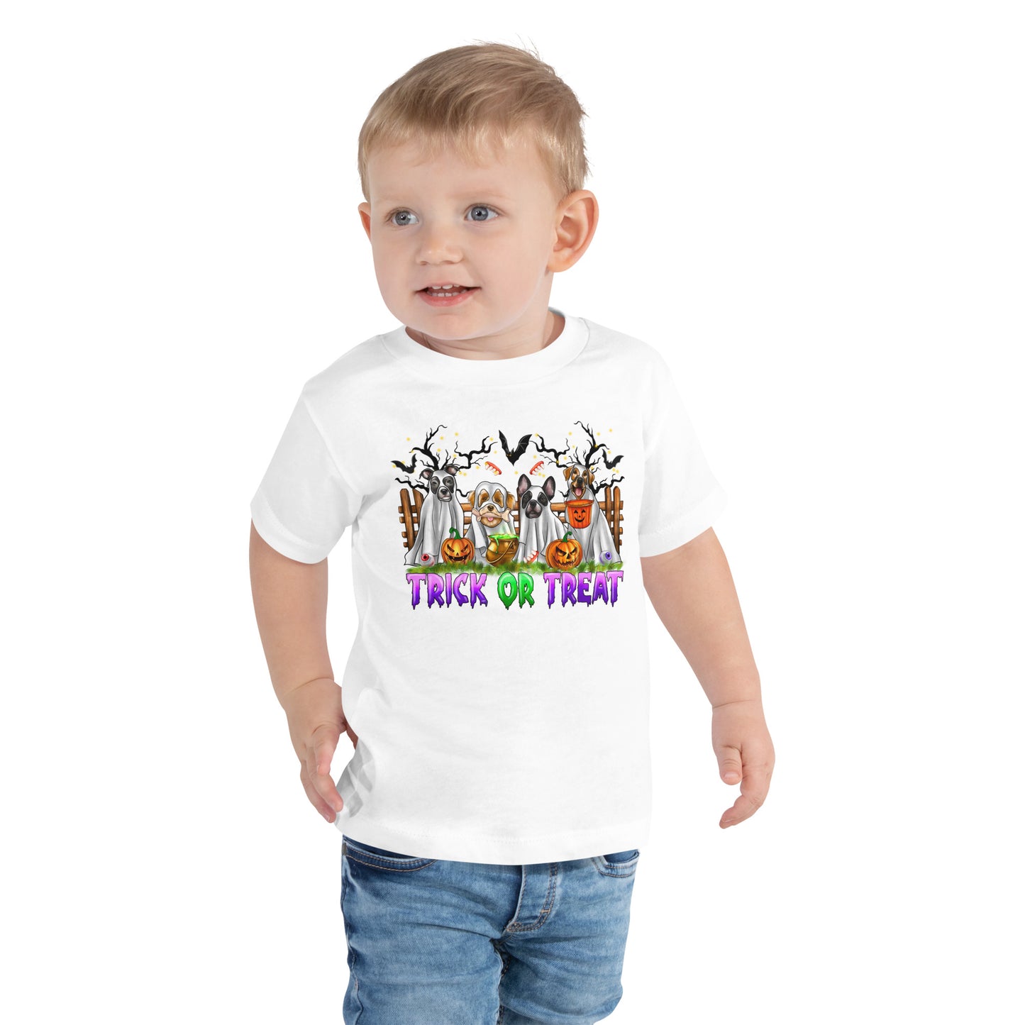 dog trick or treat Toddler Short Sleeve Tee